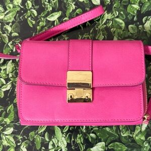 Sondra Roberts Pink Crossbody Bag with Gold Clasp